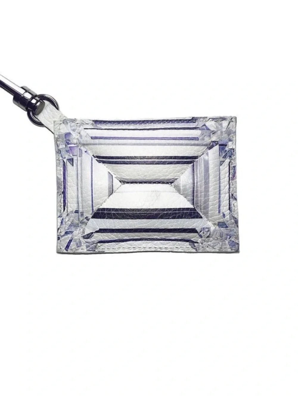 Angie Crabtree Italian Leather Emerald Cut Diamond Keychain or Charm